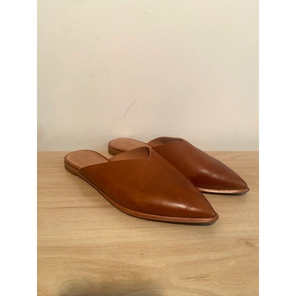 Madewell Cognac Leather Pointed Toe Mules Women’s Size 8.5